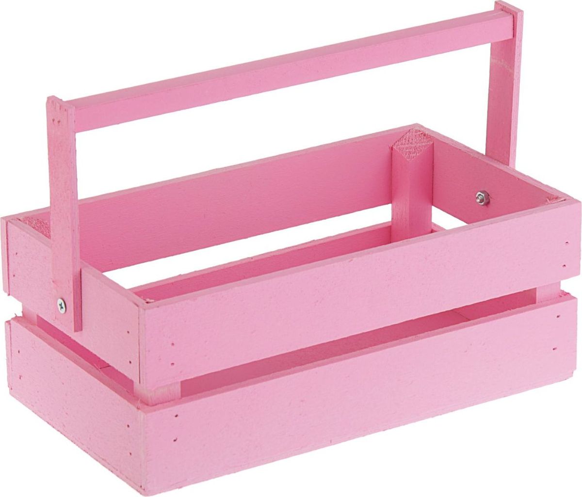 фото Кашпо ТД ДМ "Ящик", со складной ручкой, цвет: розовый, 24,5 х 13,5 х 9 см