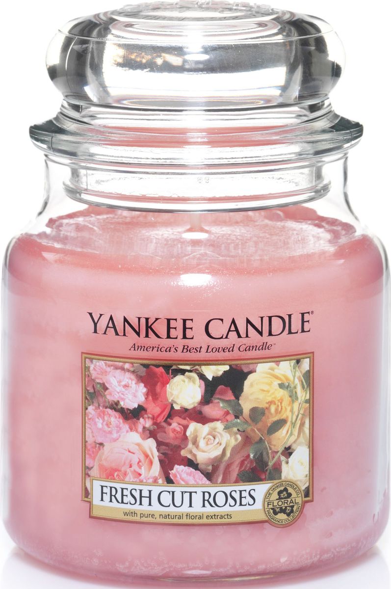 фото Ароматическая свеча Yankee Candle "Свежесрезанные розы / Fresh Cut Roses", 65-90 ч