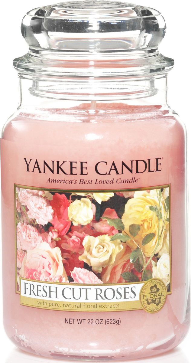 фото Ароматическая свеча Yankee Candle "Свежесрезанные розы / Fresh Cut Roses", 110-150 ч