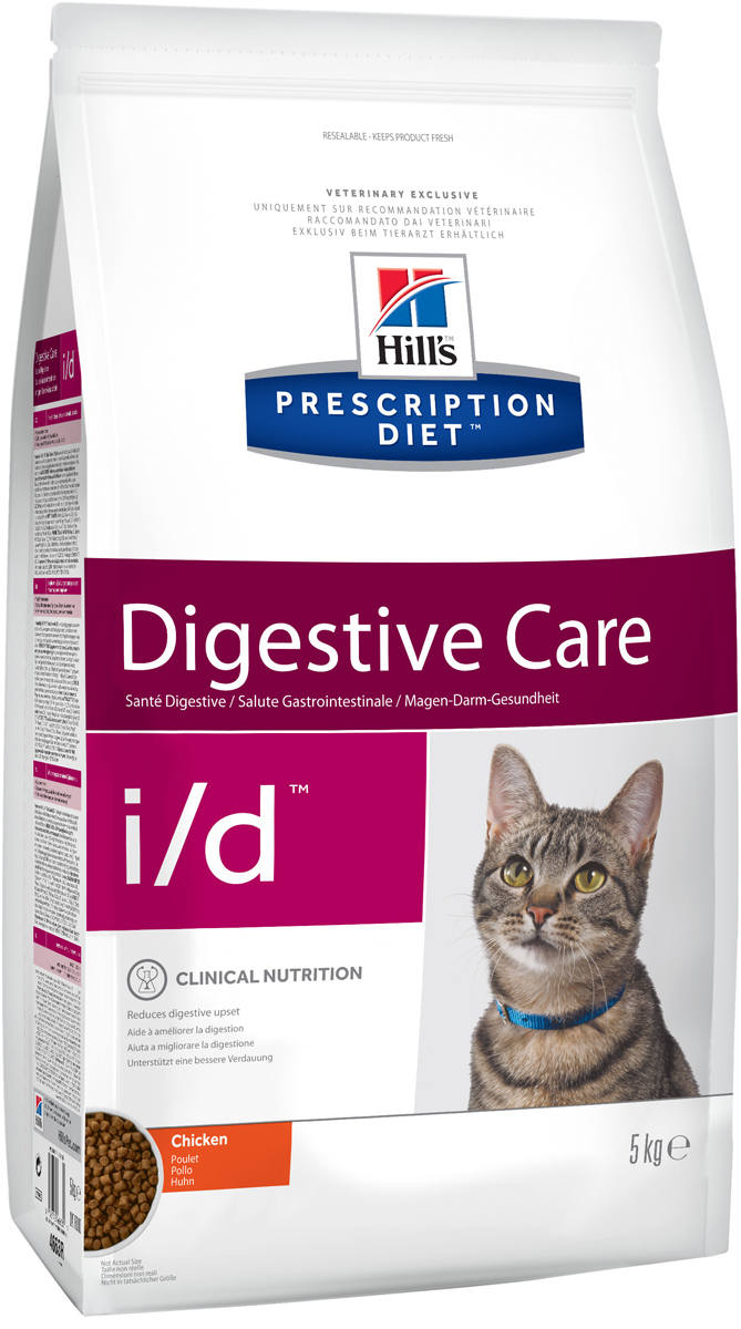 фото Корм сухой Hill's Prescription Diet i/d Digestive Care для кошек для поддержания здоровья ЖКТ, с курицей, 5 кг