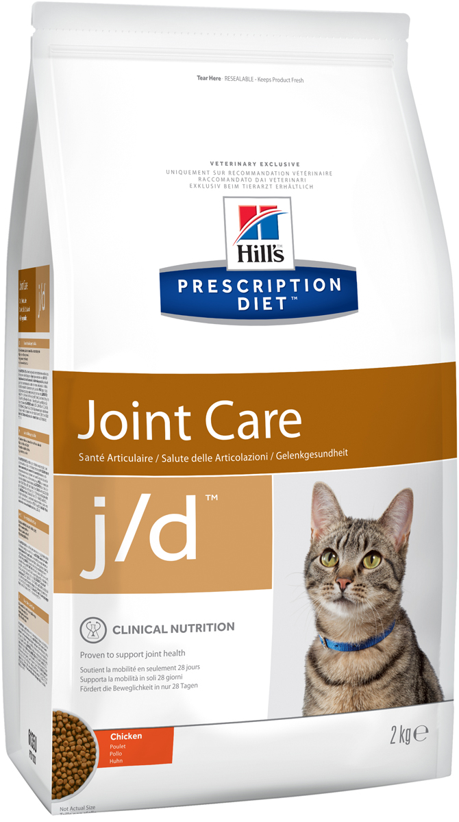 фото Корм сухой Hill's Prescription Diet j/d Joint Care для кошек для поддержания здоровья суставов, с курицей, 2 кг