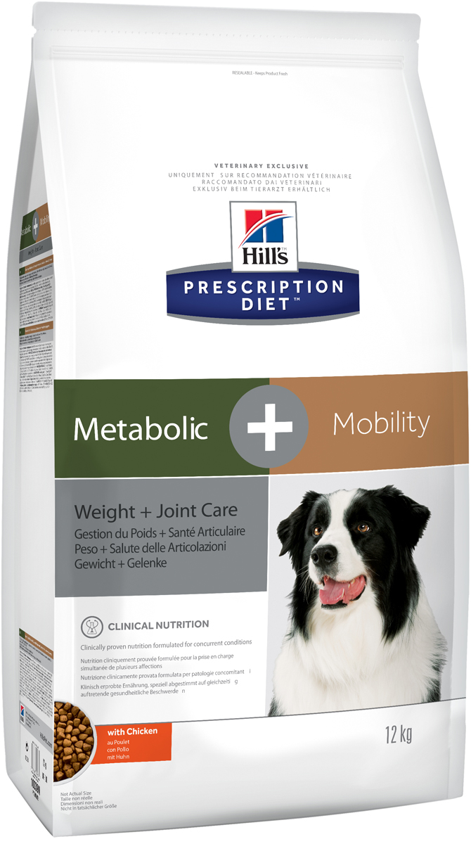 фото Корм сухой диетический Hill's Prescription Diet Metabolic + Mobility Weight + Joint Care для собак с ожирением и при заболевании суставов, с курицей, 12 кг