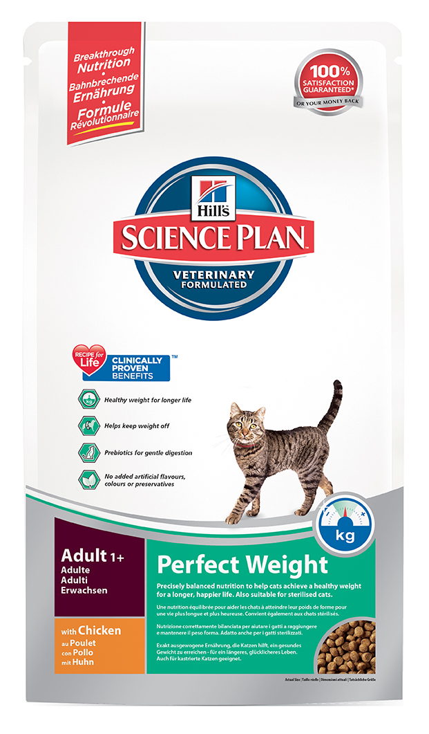 фото Корм сухой Hill's Science Plan Perfect Weight для кошек старше 1 года, склонных к набору веса, с курицей, 1,5 кг