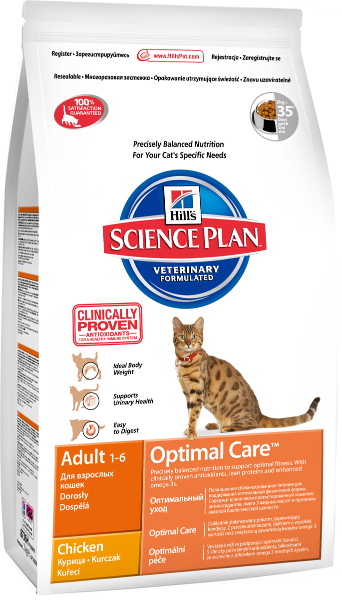 фото Корм сухой Hill's Science Plan Optimal Care для кошек от 1 до 6 лет, с курицей, 2 кг