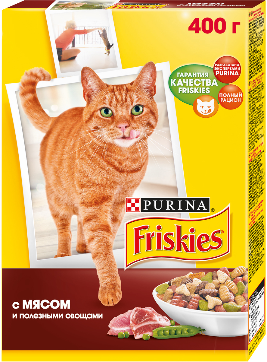 фото Корм сухой для кошек "Friskies", с мясом и полезными овощами, 400 г