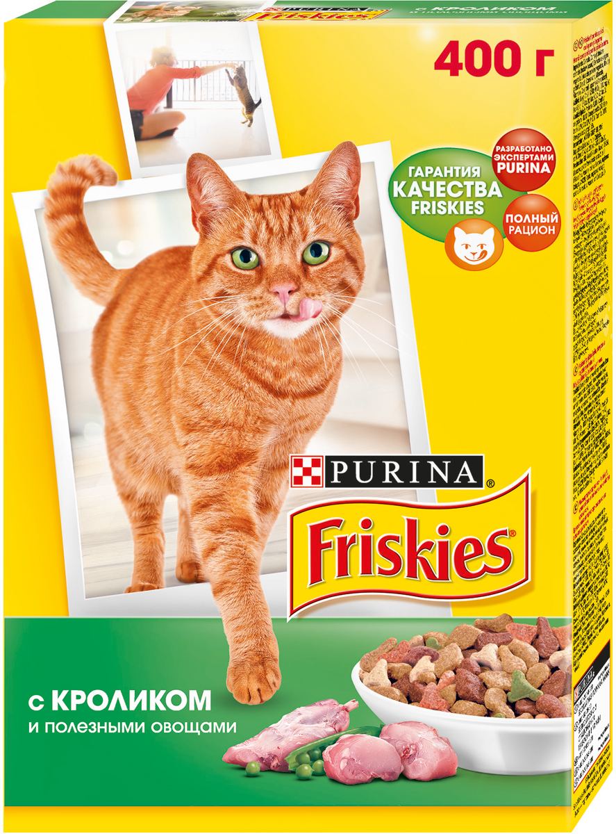 фото Корм сухой для кошек "Friskies", с кроликом и полезными овощами, 400 г