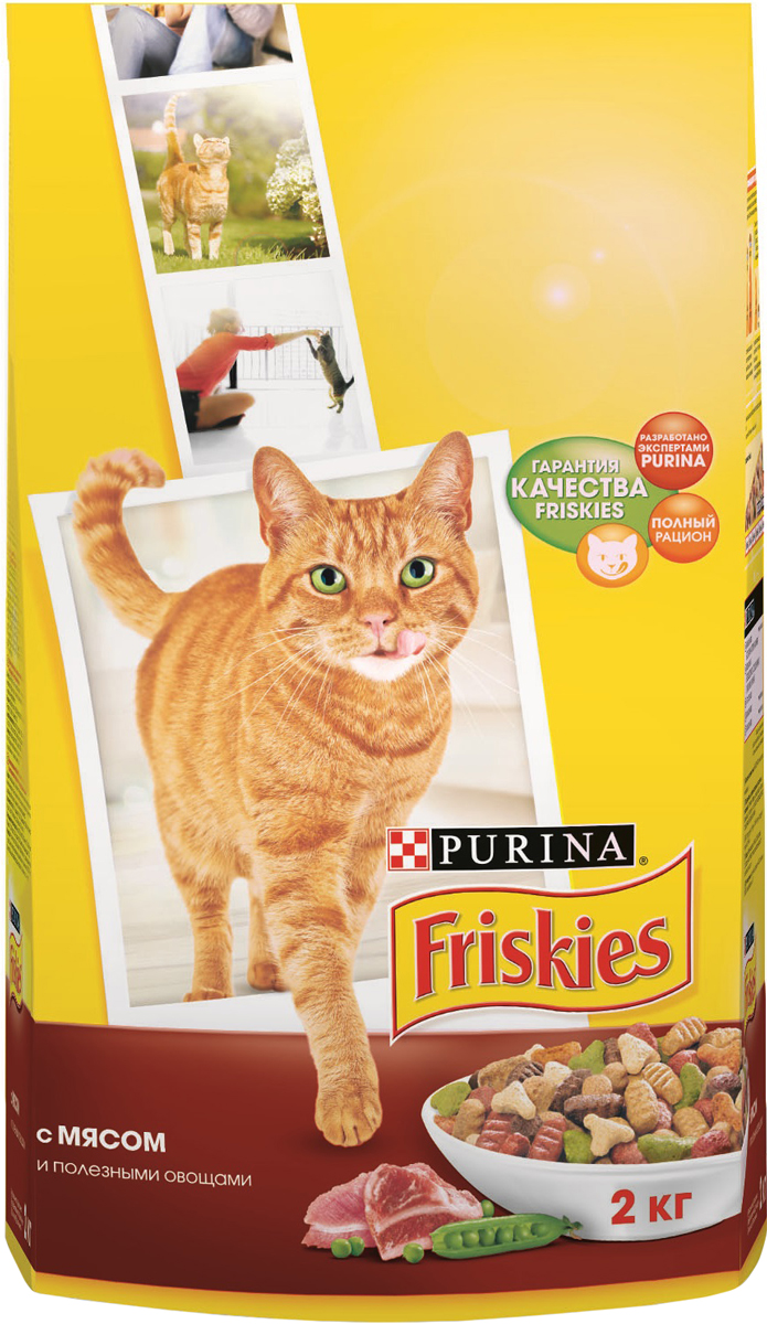 фото Корм сухой для кошек "Friskies", с мясом и полезными овощами, 2 кг