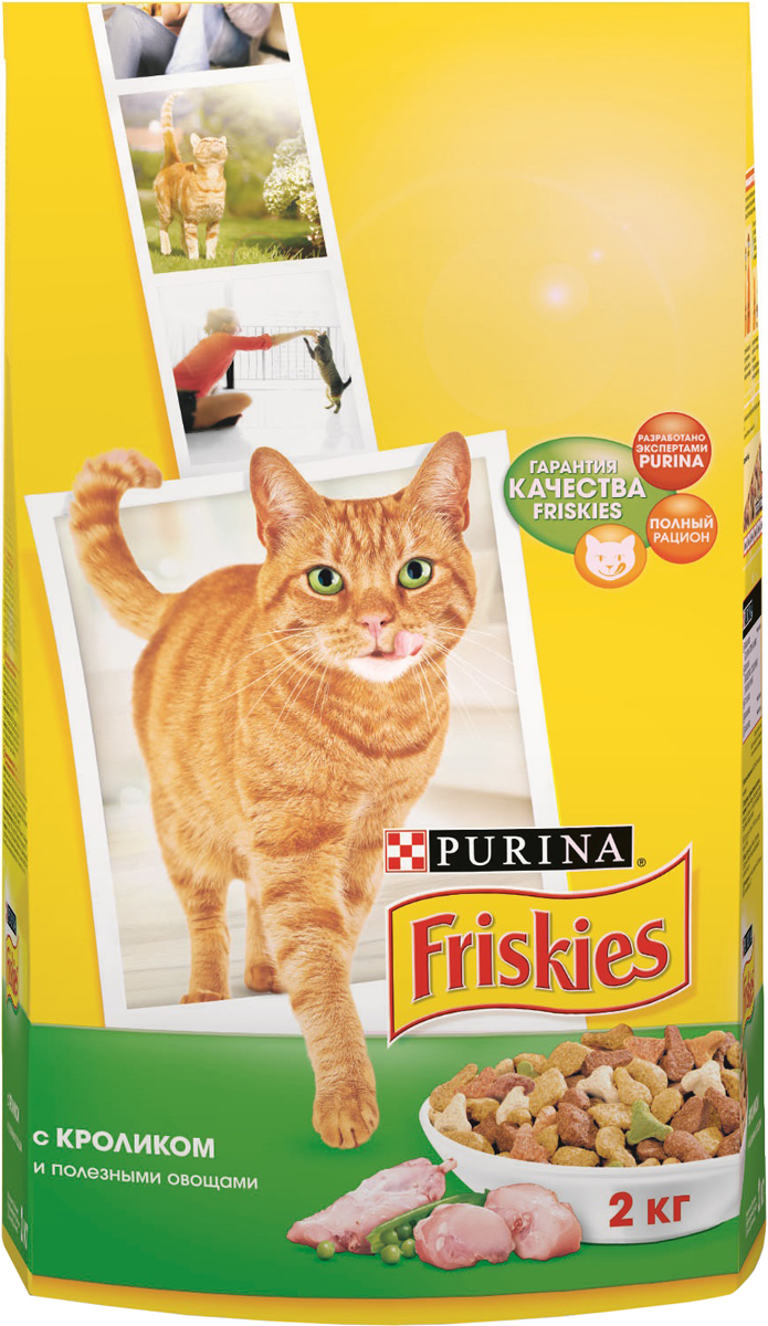 фото Корм сухой для кошек "Friskies", с кроликом и полезными овощами, 2 кг