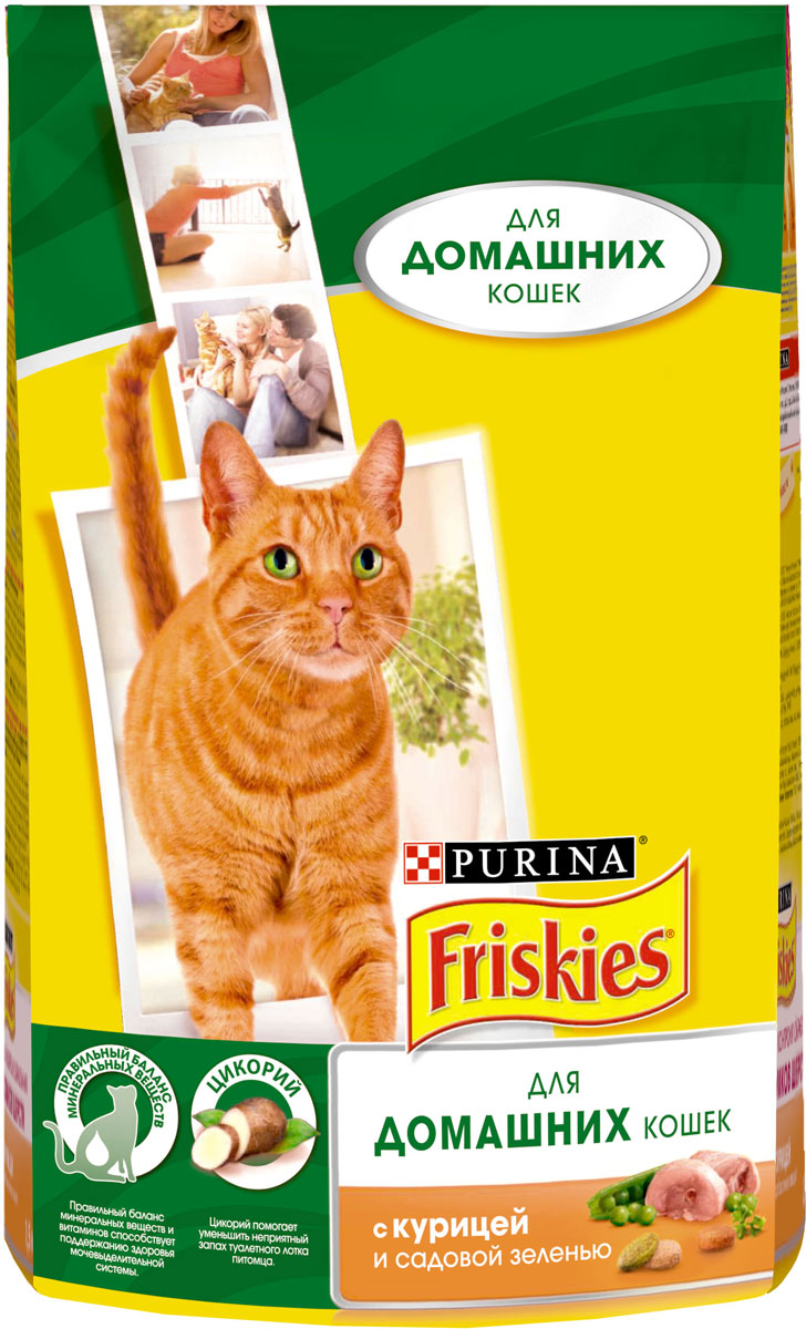 фото Корм сухой для кошек "Friskies", курица и садовая зелень, 1,5 кг