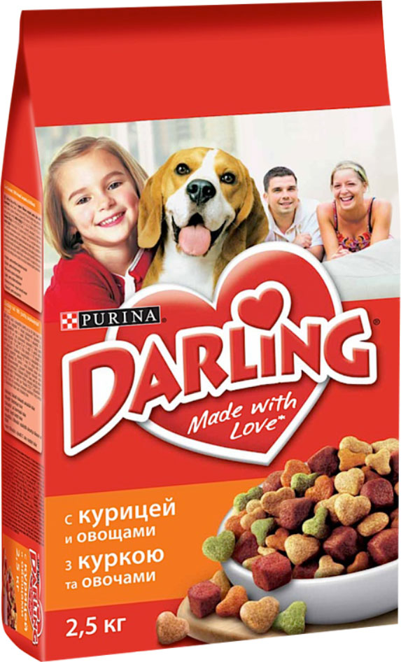 фото Корм сухой "Darling" для взрослых собак, с птицей и овощами, 2,5 кг