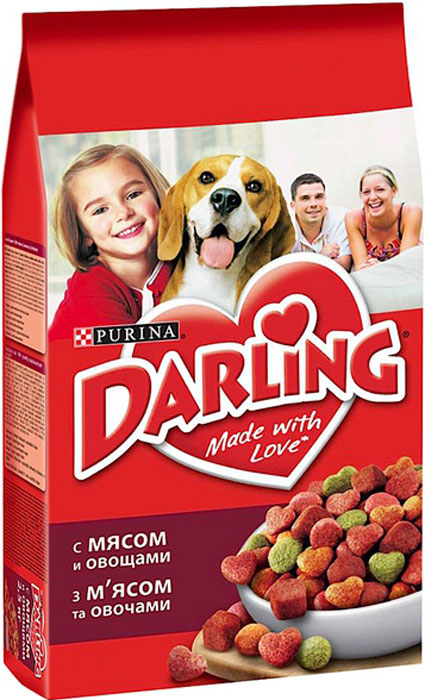 фото Корм сухой "Darling" для взрослых собак, с мясом и овощами, 2,5 кг