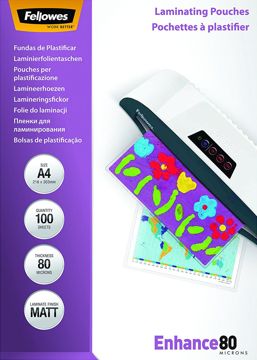 Fellowes А4 FS-54521 пленка для ламинирования матовая, 80 мкм (100 шт) Fellowes А4 FS-54521 пленка для ламинирования матовая, 80 мкм (100 шт)