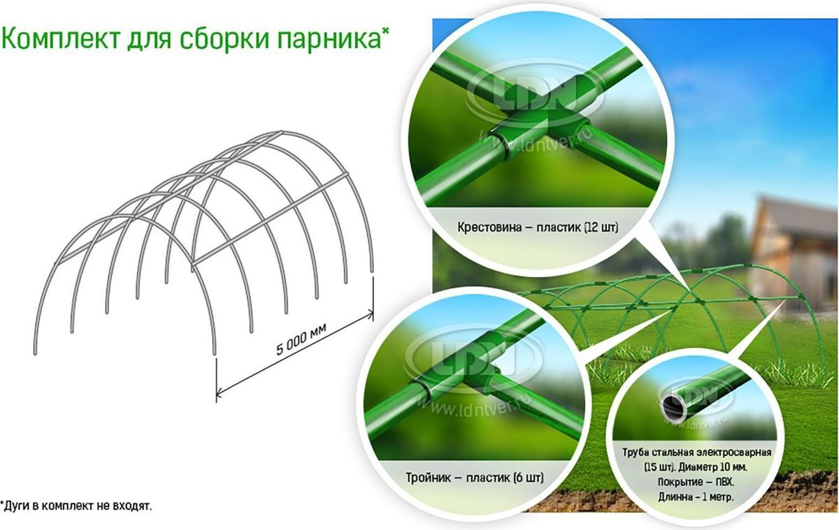 фото Комплект для сборки парника, диаметр 10 мм, 5 х 0,9 м