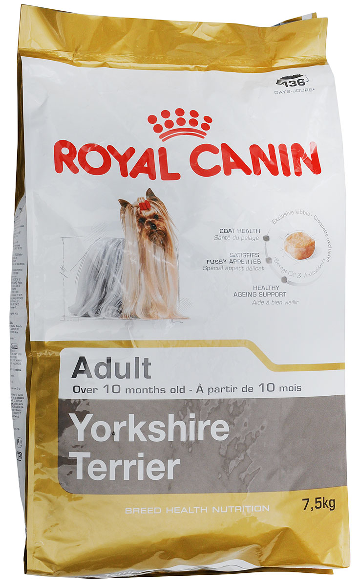 фото Корм сухой Royal Canin "Yorkshire Terrier Adult", для собак породы йоркширский терьер в возрасте от 10 месяцев, 7,5 кг