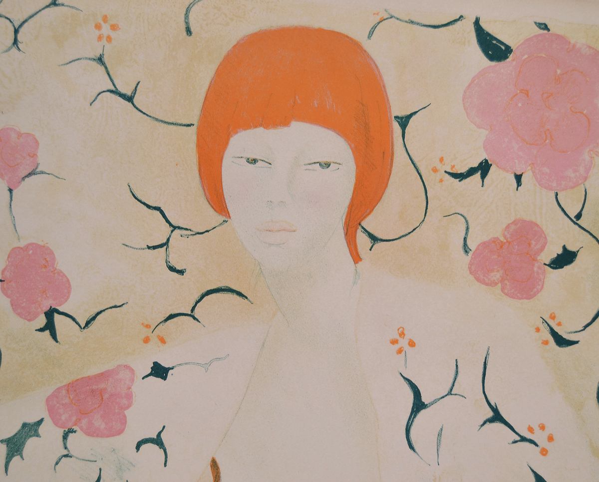 фото Литография "Обнаженная с рыжими волосами". Ален Боннефу (Alain Bonnefoit), 1972 год