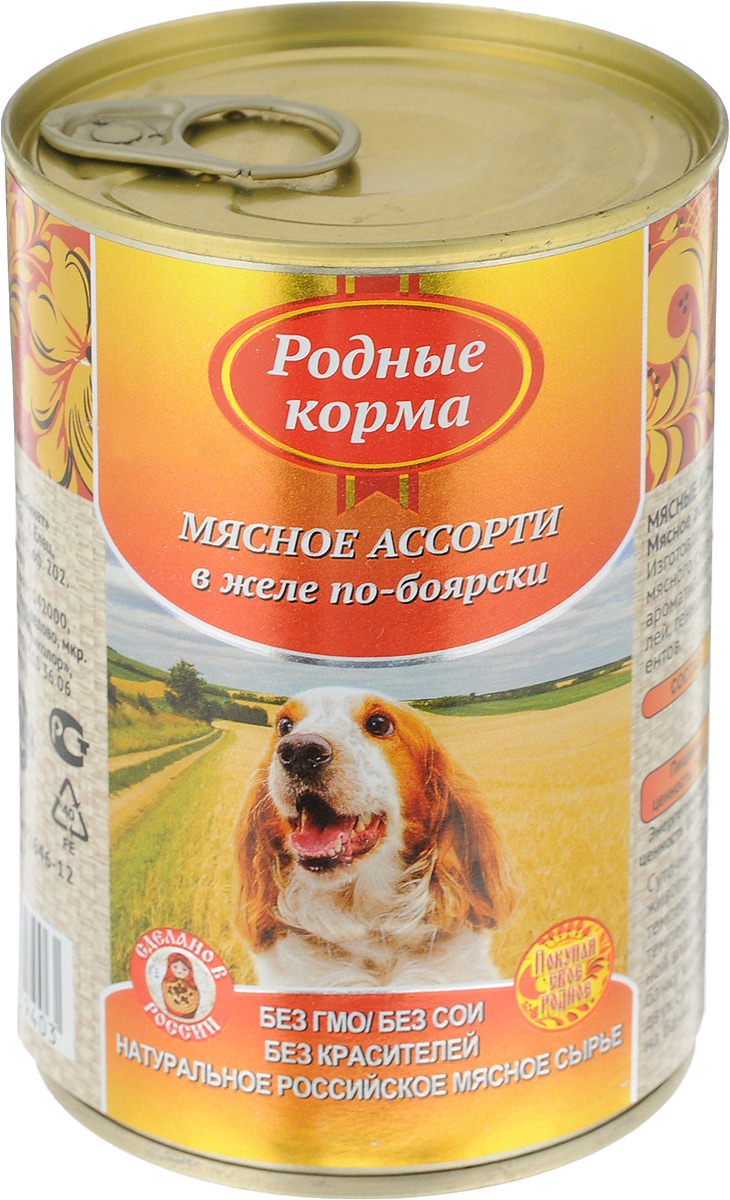 фото Консервы для собак "Родные Корма", мясное ассорти в желе по-боярски, 410 г