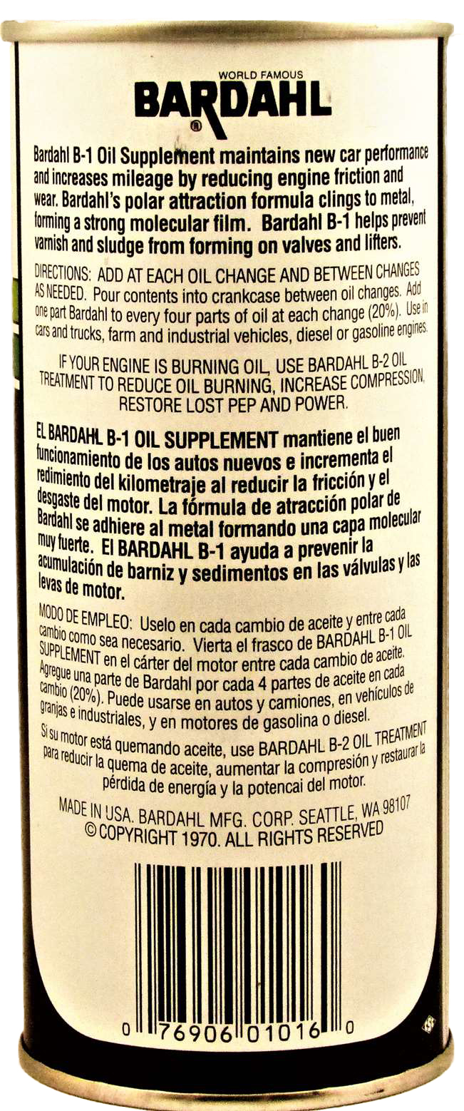 фото Присадка профилактическая Bardahl "B1 Oil Supplement", в моторное масло, 443 мл. 1016