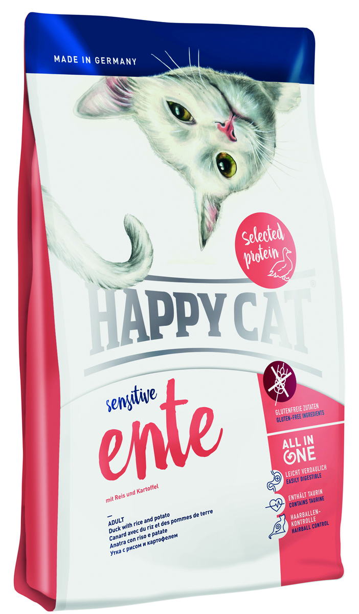 фото Корм сухой Happy Cat "Sensitive" для кошек, с уткой, 300 г