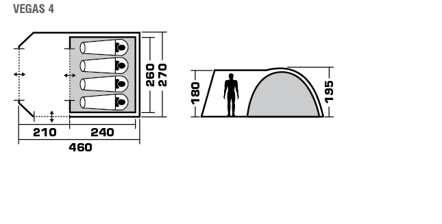 фото Палатка четырехместная TREK PLANET "Vegas 4", цвет: светлый хаки, хаки