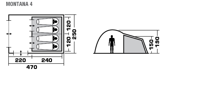 фото Палатка четырехместная TREK PLANET "Montana 4", цвет: светлый хаки, хаки