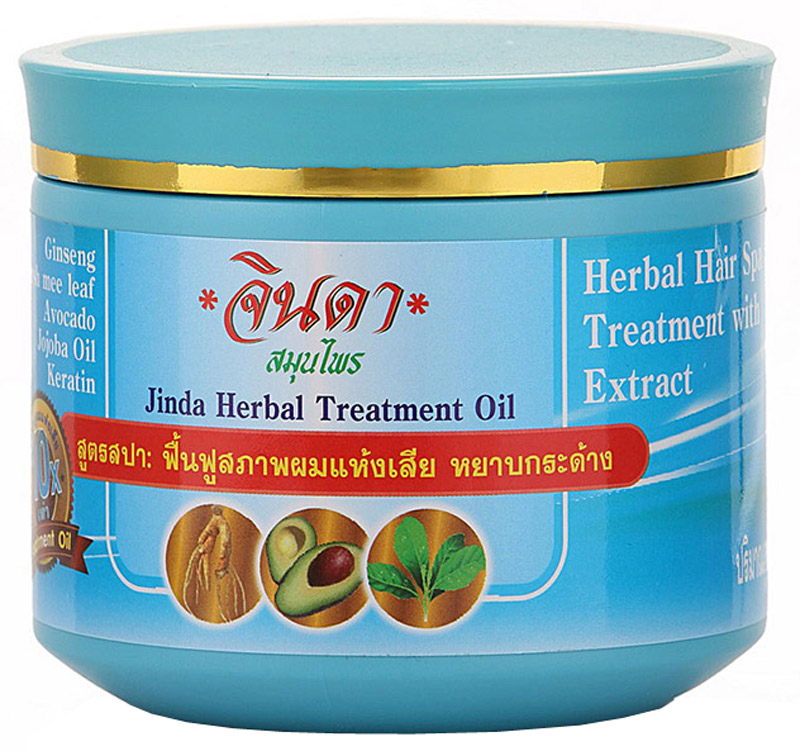 фото Jinda Herbal Treatment Ginseng - Маска для сухих и поврежденных волос с Женьшенем, Кератином, маслом Авокадо и маслом Жожоба, 400 мл