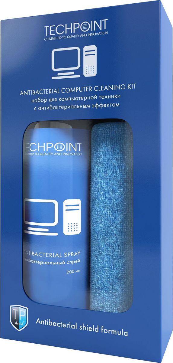 фото Набор для ухода за компьютерной техникой Techpoint "Antibacterial Screen Cleaning Kit", 2 предмета