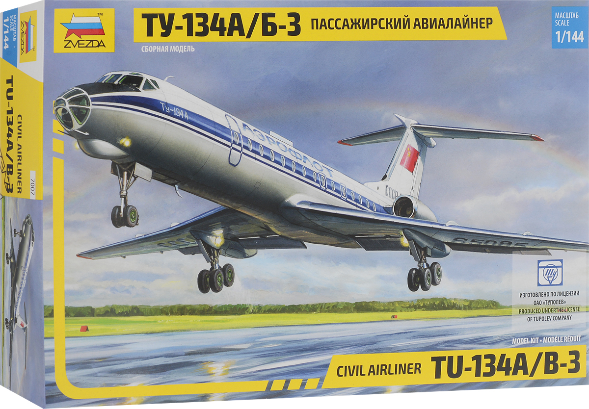 Звезда Сборная модель Пассажирский авиалайнер Ту-134А/Б-3 - изображение