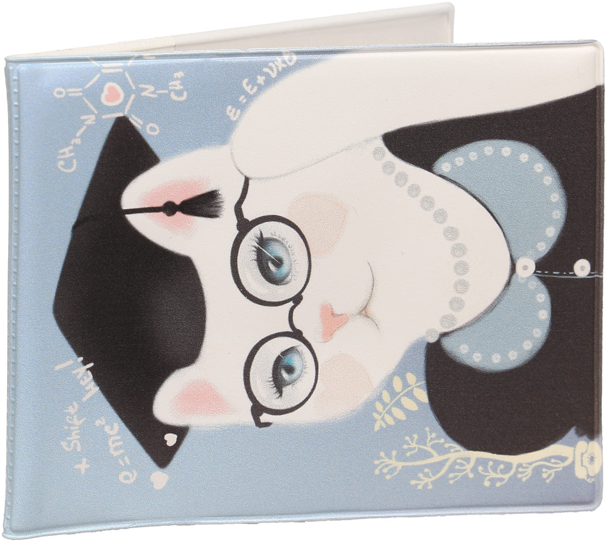 фото Обложка для студенческого билета Kawaii Factory "Smart Kitty", цвет: голубой, черный. KW067-000008