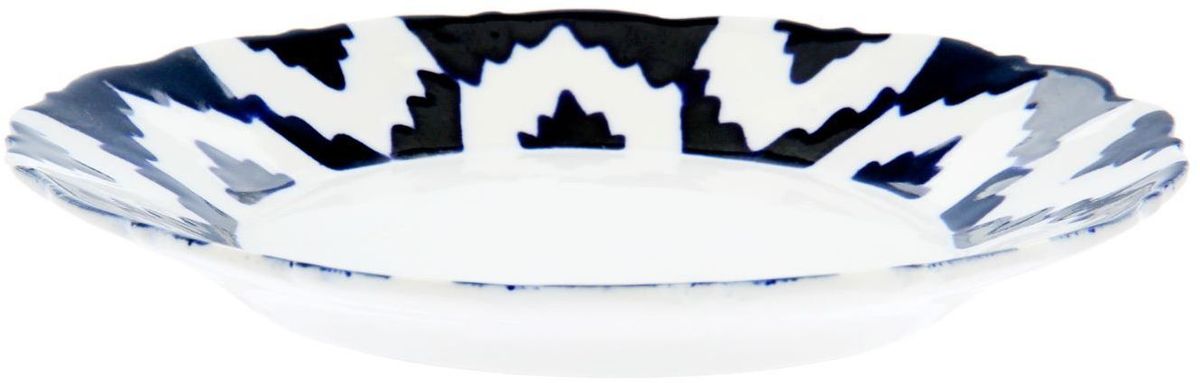 фото Тарелка Turon Porcelain "Атлас", цвет: белый, синий, диаметр 17,5 см