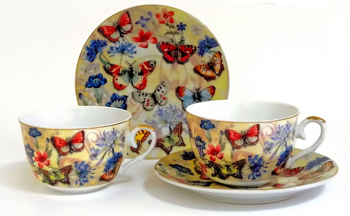 фото Набор чайный Briswild "Бабочки и васильки", 4 предмета