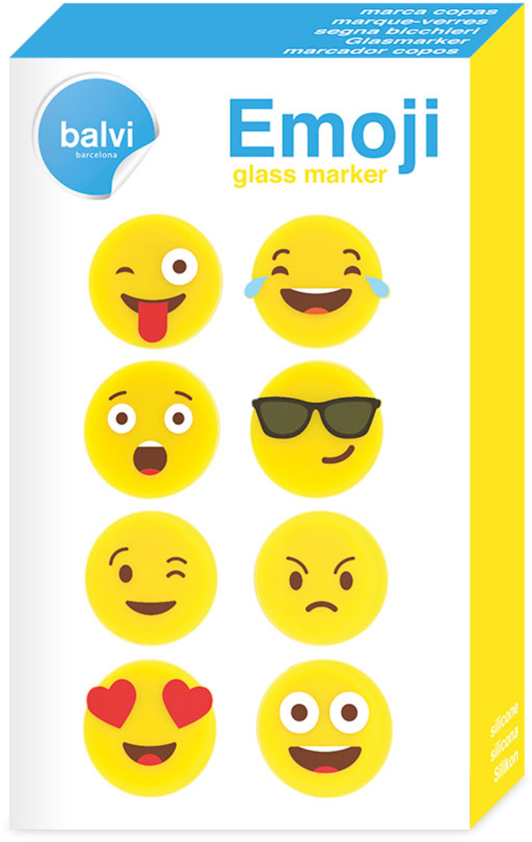 фото Маркеры для бокалов Balvi "Emoji", цвет: желтый, 8 шт