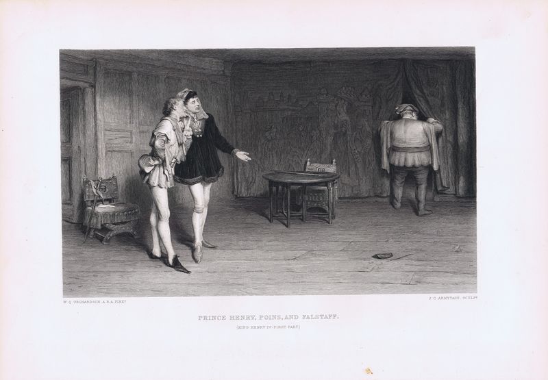 фото Король Генрих IV, часть I. Принц Генрих, Пойнс и Фальстаф. Офорт, резцовая гравюра. США, Нью-Йорк, 1873 год