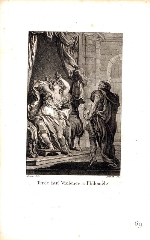 Метаморфозы. Насилие Терея над Филоменой. Офорт, резцовая гравюра. Франция, Париж, Доска 1767 (оттиск 1808) год