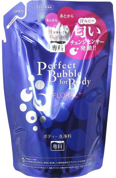 фото Shiseido "Senka Perfect Bubble" Дезодорирующий гель для душа с эффектом увлажнения с гиалуроновой кислотой с цветочным ароматом, 350 мл