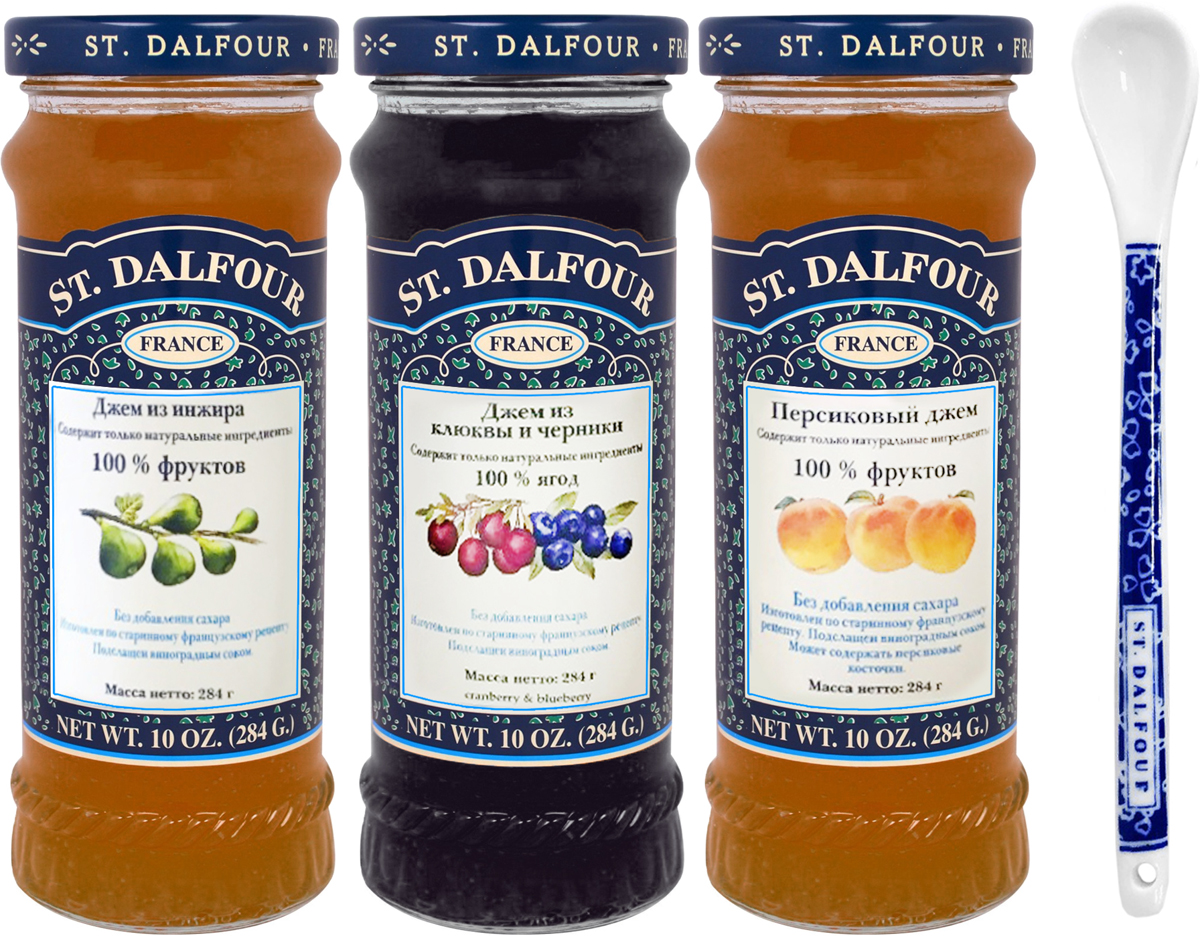 фото St. Dalfour подарочный набор 3 джема инжир, персик, клюква и черника, 852 г St.dalfour