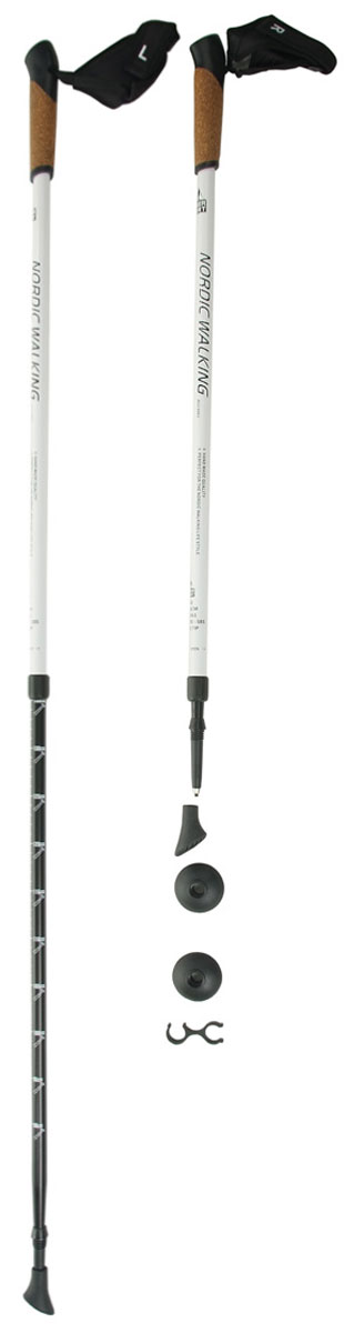 Палки для скандинавской ходьбы Kaiser Sport "Nordic Walking", телескопические, цвет: белый, 2 шт