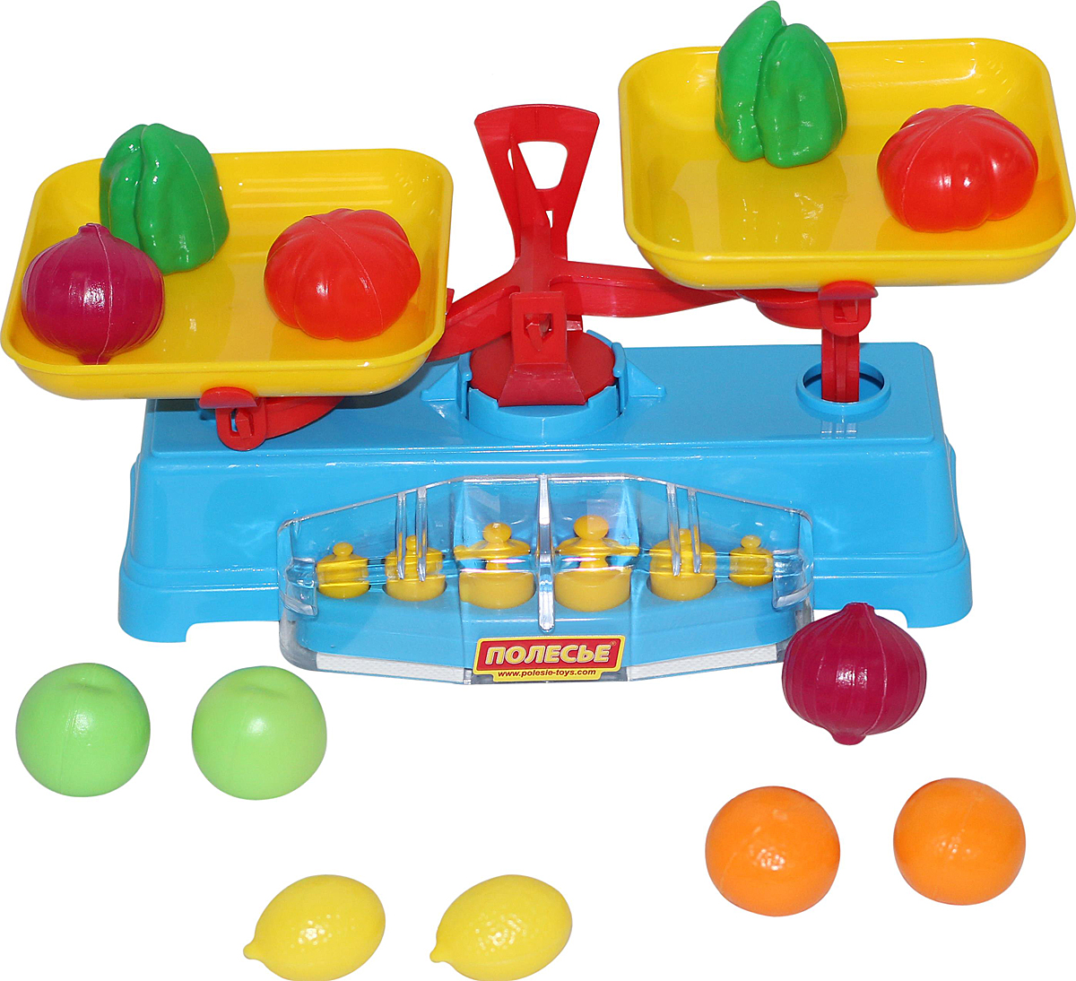 Игровой набор Cavallino "Весы" + Набор продуктов (12 элементов) (в сеточке)