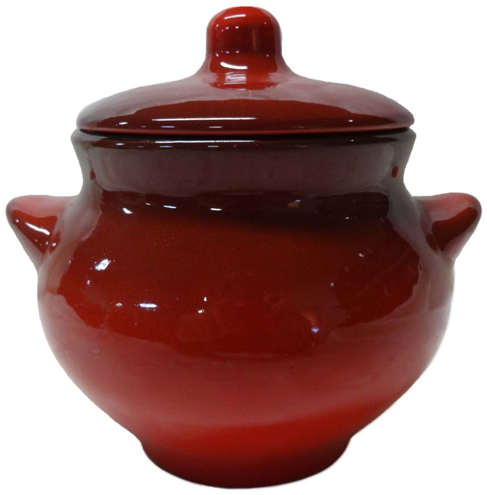 фото Горшочек для запекания Борисовская керамика "Красный", с крышкой, цвет: красный, 550 мл