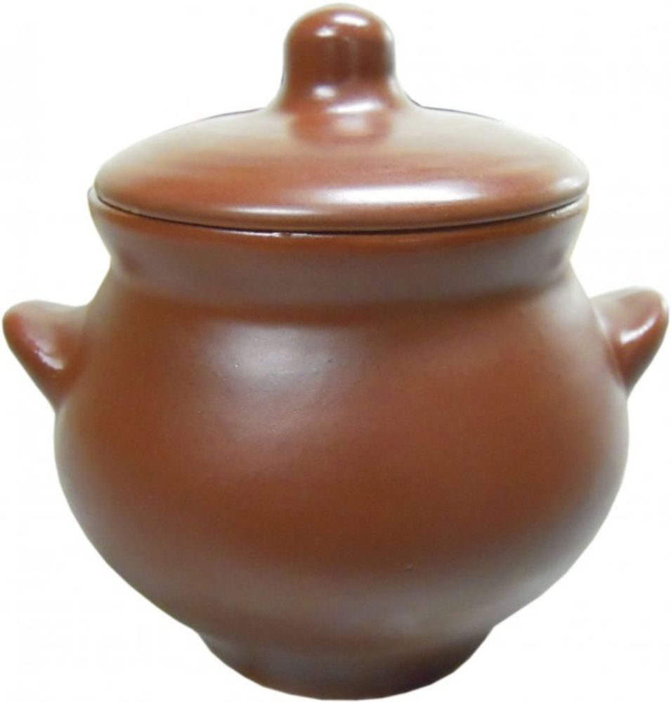 фото Горшочек для запекания Борисовская керамика "Шелк", с крышкой, цвет: коричневый, 550 мл