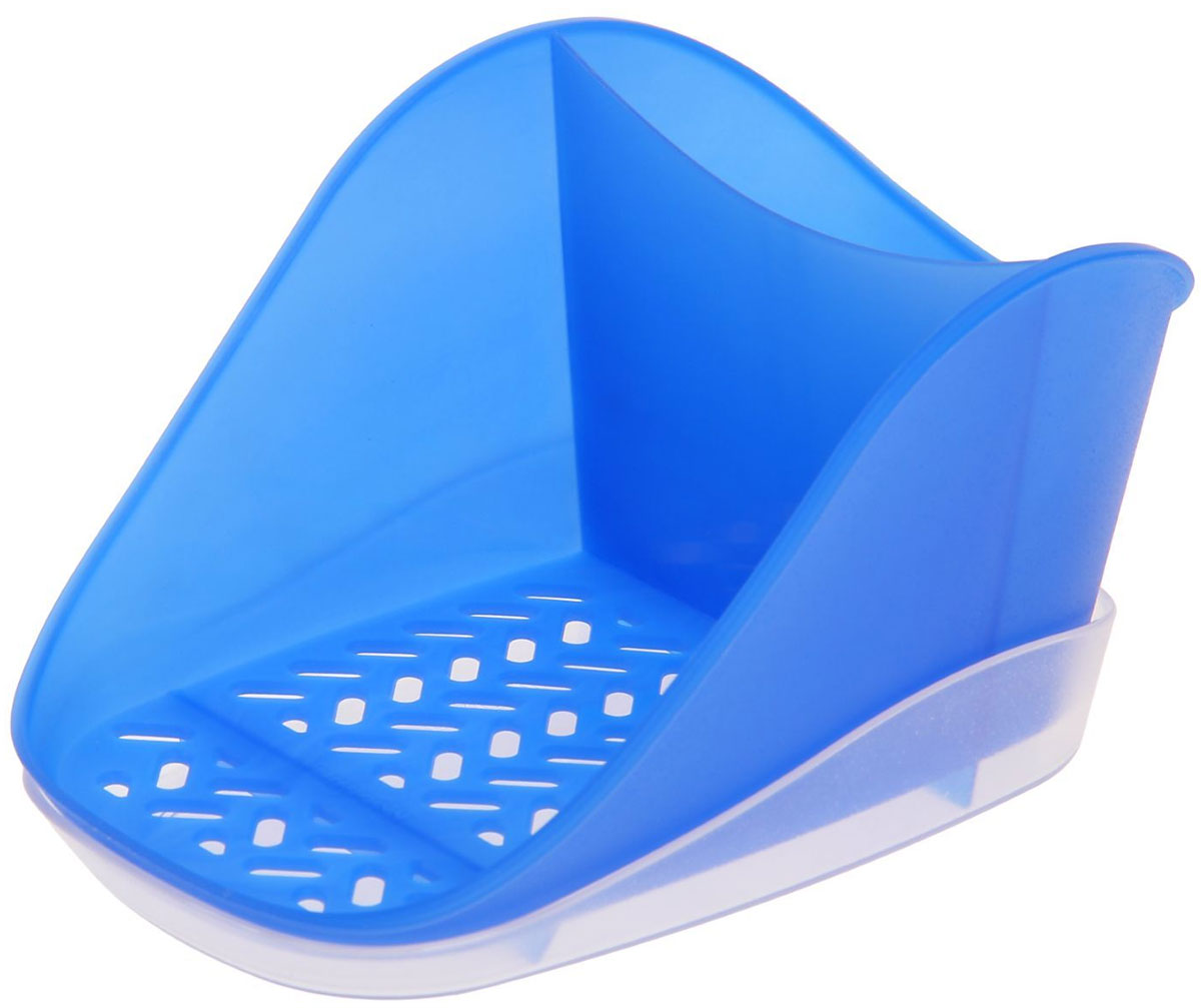 фото Подставка Berossi "Teo plus", для моющего средства и губки, цвет: синий, 18,8 х 12 х 9,9 см