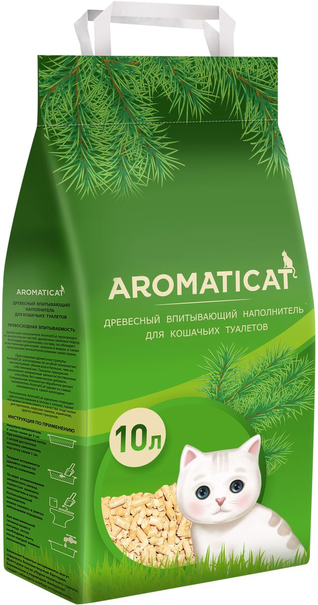 фото Наполнитель для кошачьего туалета "Aromaticat", древесный, 10 л