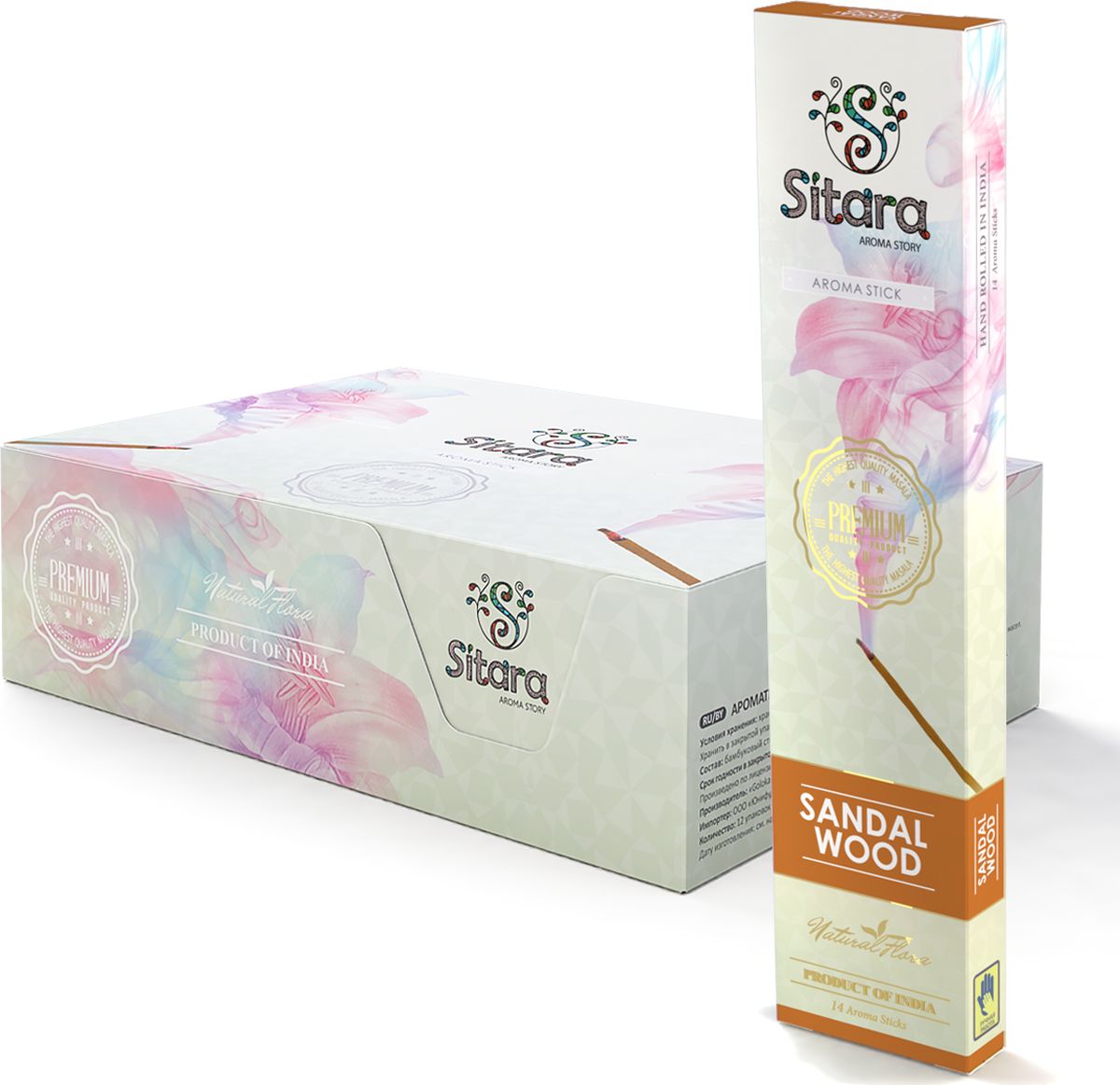 фото Ароматические палочки Sitara Premium "Sandal wood", 12 упаковок по 14 палочек