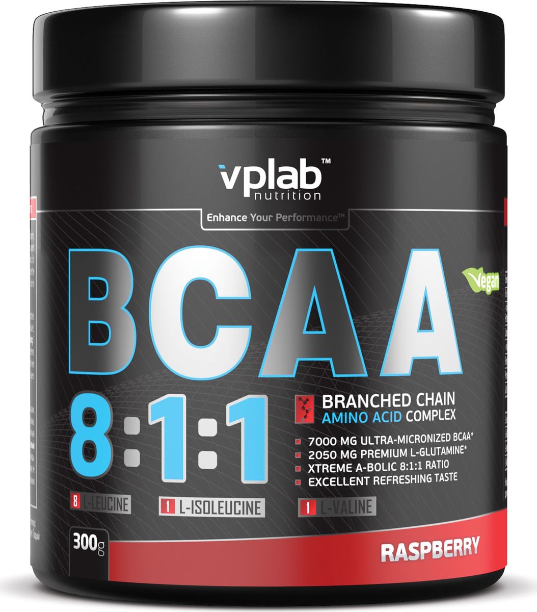 фото Аминокислоты Vplab "BCAA 8:1:1", малина, 300 г Vplab nutrition