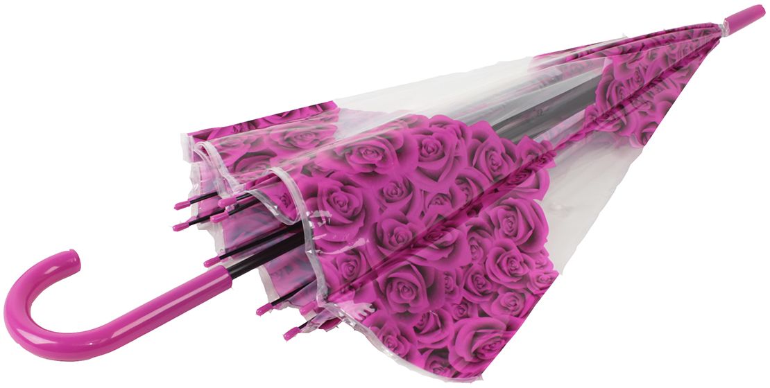 фото Зонт-трость женский Flioraj "Розы", полуавтомат, цвет: розовый. 121215 FJ