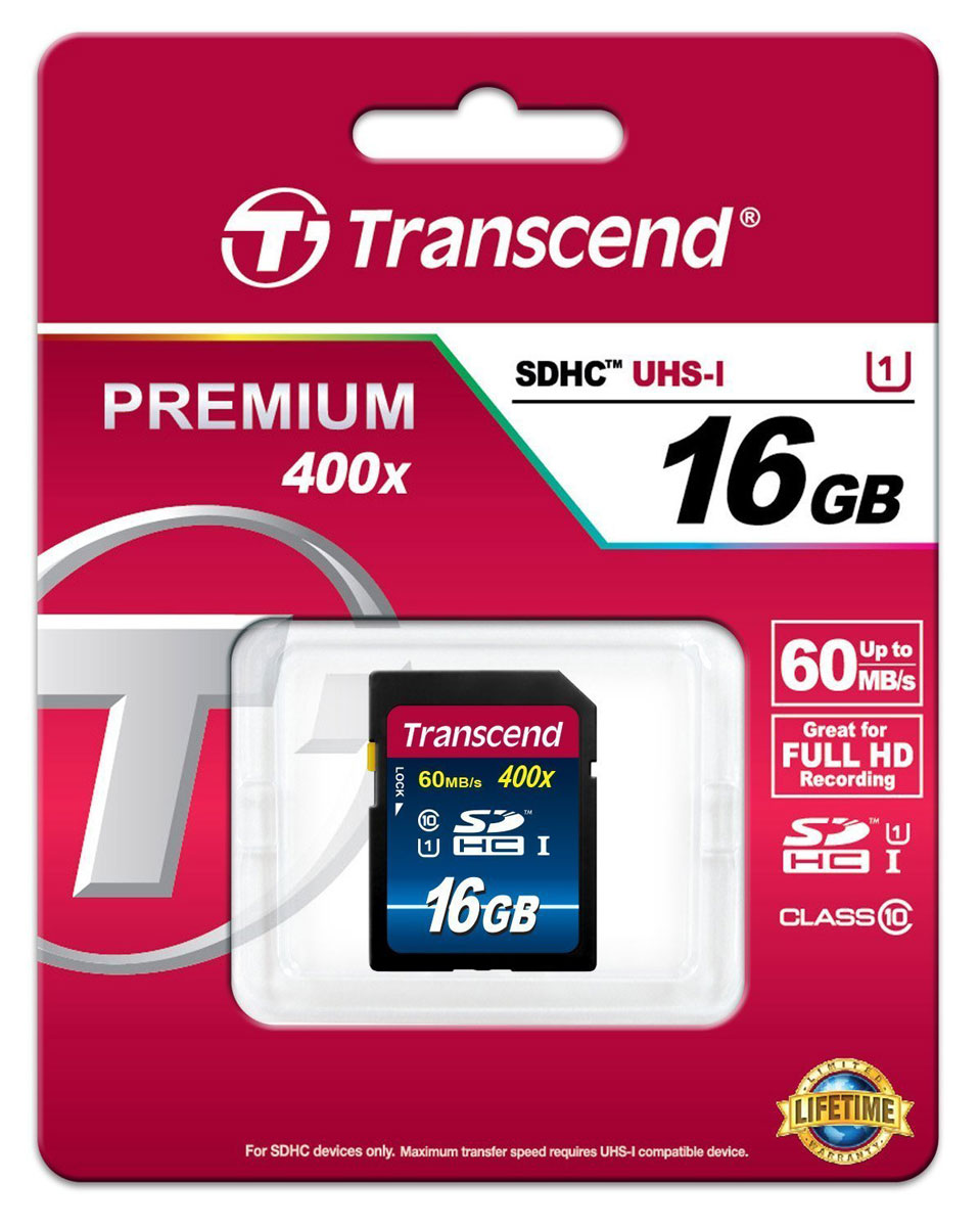 фото Transcend SDHC Class 10 UHS-I 400x 16GB карта памяти