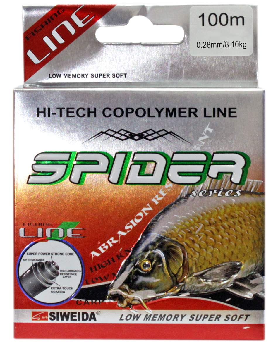 фото Леска SWD "Spider Carp", цвет: черный, длина 100 м, сечение 0,28 мм, нагрузка 8,1 кг