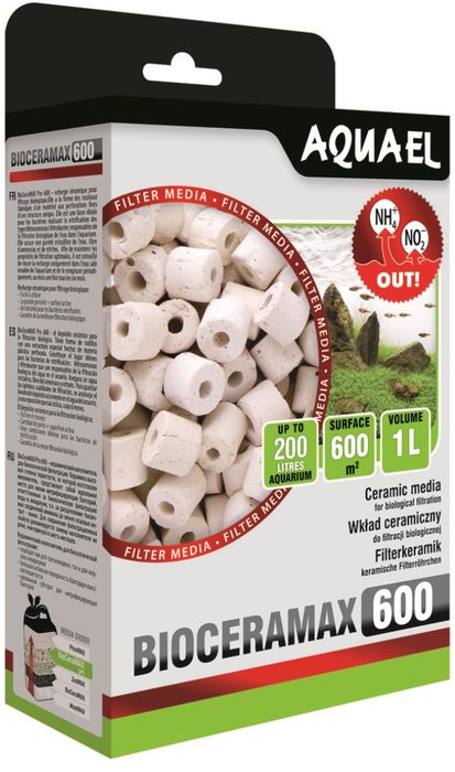 Наполнитель для аквариумных фильтров AQUAEL BIOCERAMAX 600 (1 л) (керамика, кольца)