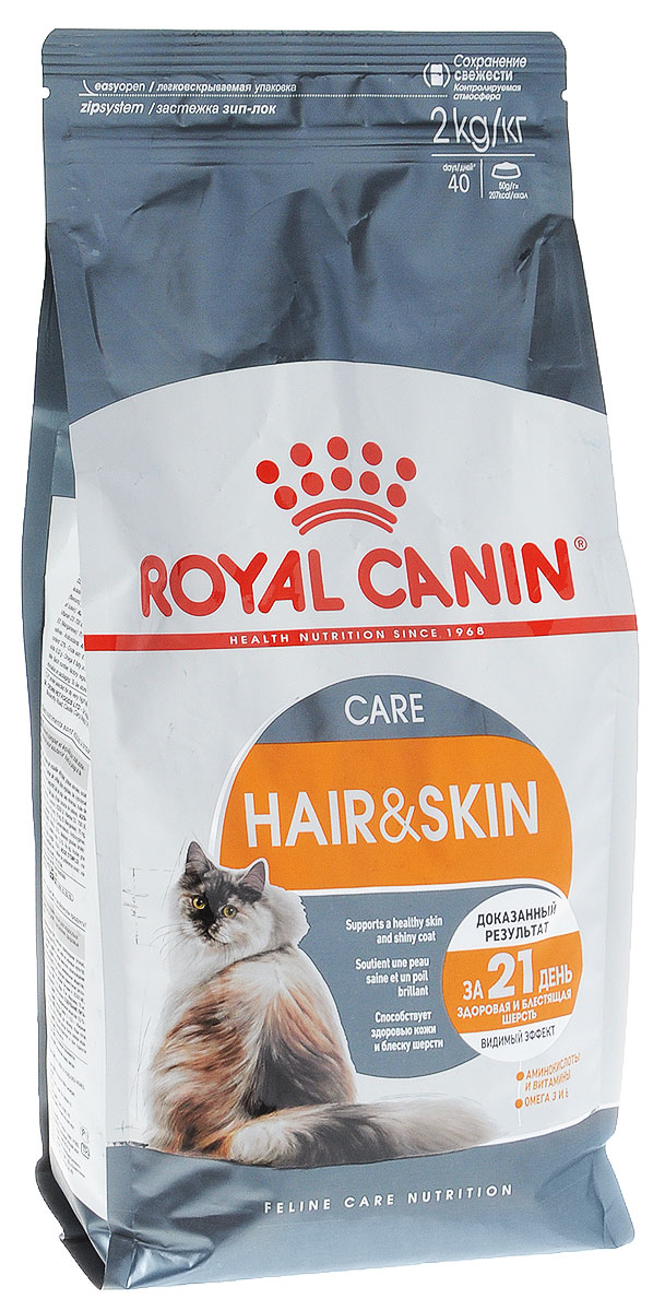 фото Корм сухой Royal Canin "Hair & Skin Care", для взрослых кошек с чувствительной кожей или поврежденной шерстью, 2 кг