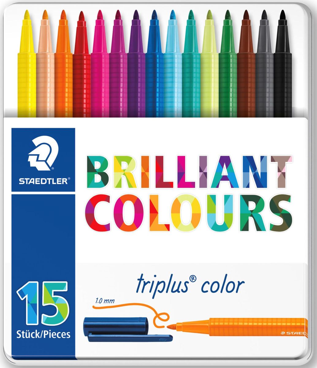 Staedtler Набор фломастеров Triplus 323 Яркие цвета 15 цветов Staedtler Набор фломастеров Triplus 323 Яркие цвета 15 цветов