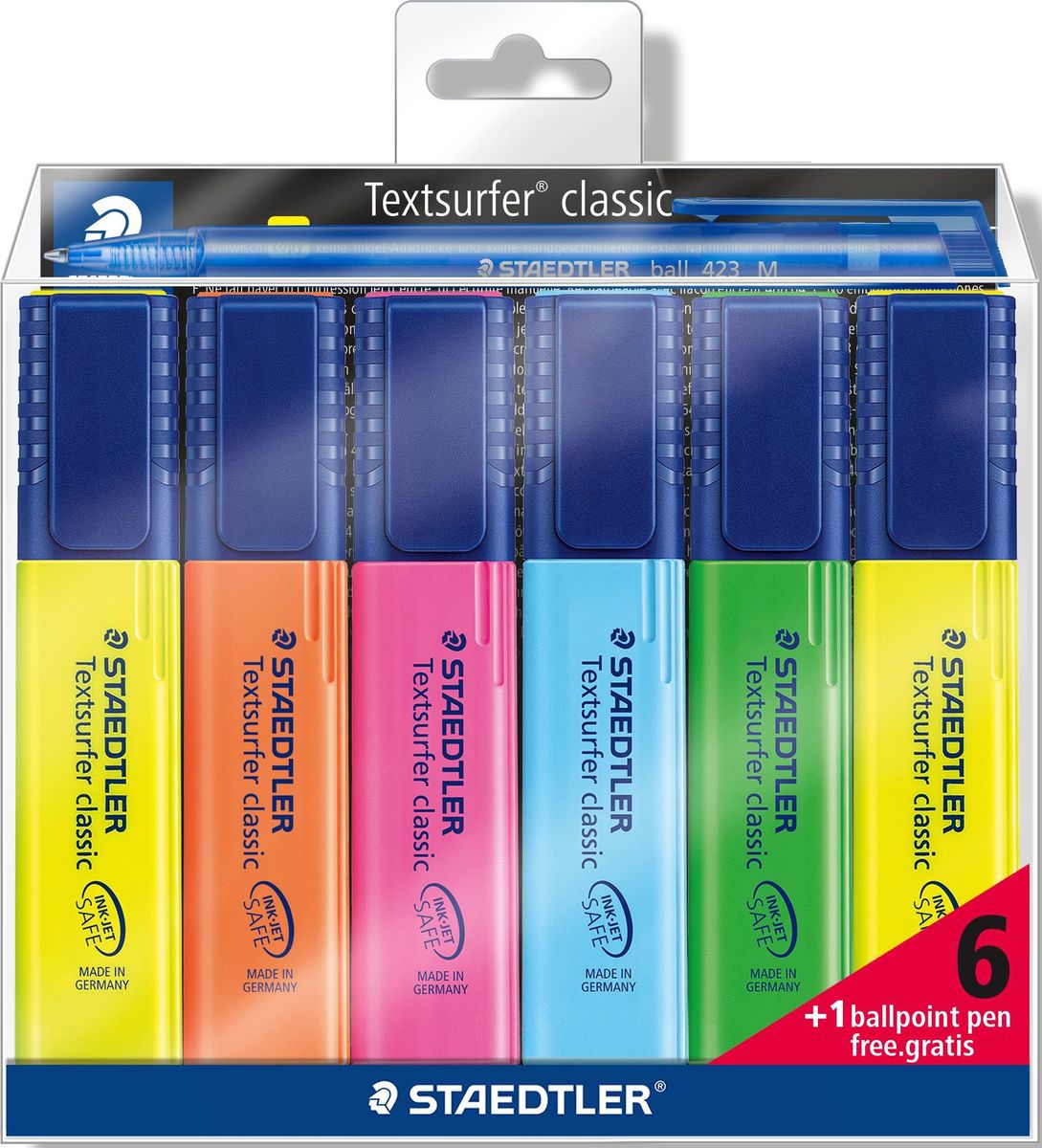 Staedtler Набор текстовыделителей Textsurfer Classic 364 6 цветов с ручкой Staedtler Набор текстовыделителей Textsurfer Classic 364 6 цветов с ручкой